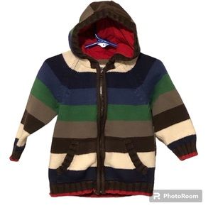 OshKosh B’Gosh Striped Zip Up Hoodie Cotton Kids Sweater Toddler Size 24 MOS GUC